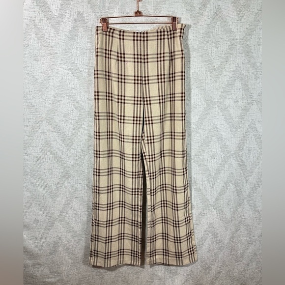 West of Melrose tan and red plaid high waisted pants size M - Picture 7 of 8